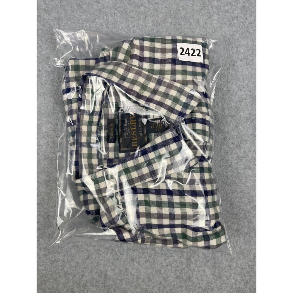 Jos A Bank Reserve Shirt Mens XL Blue Green Checks Flannel Outdoor Classiccore - Picture 8 of 8